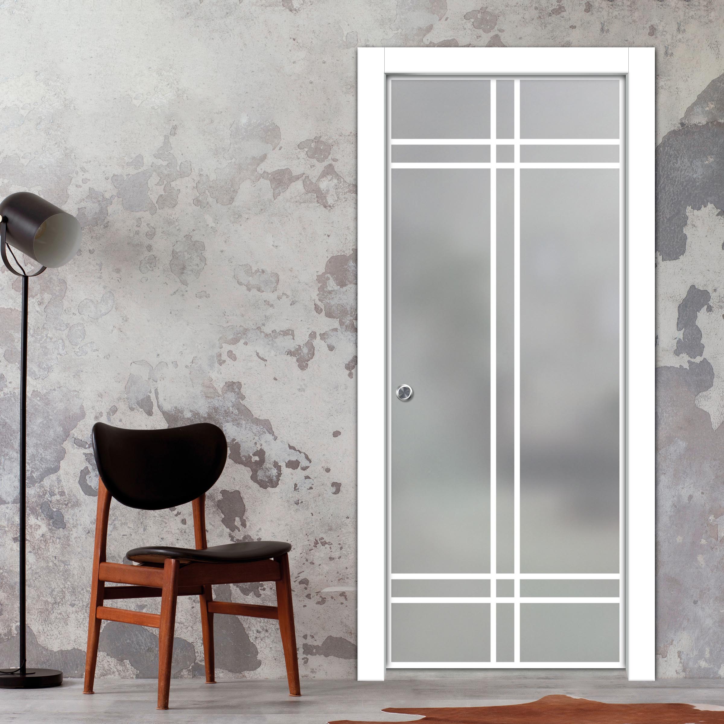 Frameless Glass Sliding Pocket Door Industrial Style PSGDIS-4253