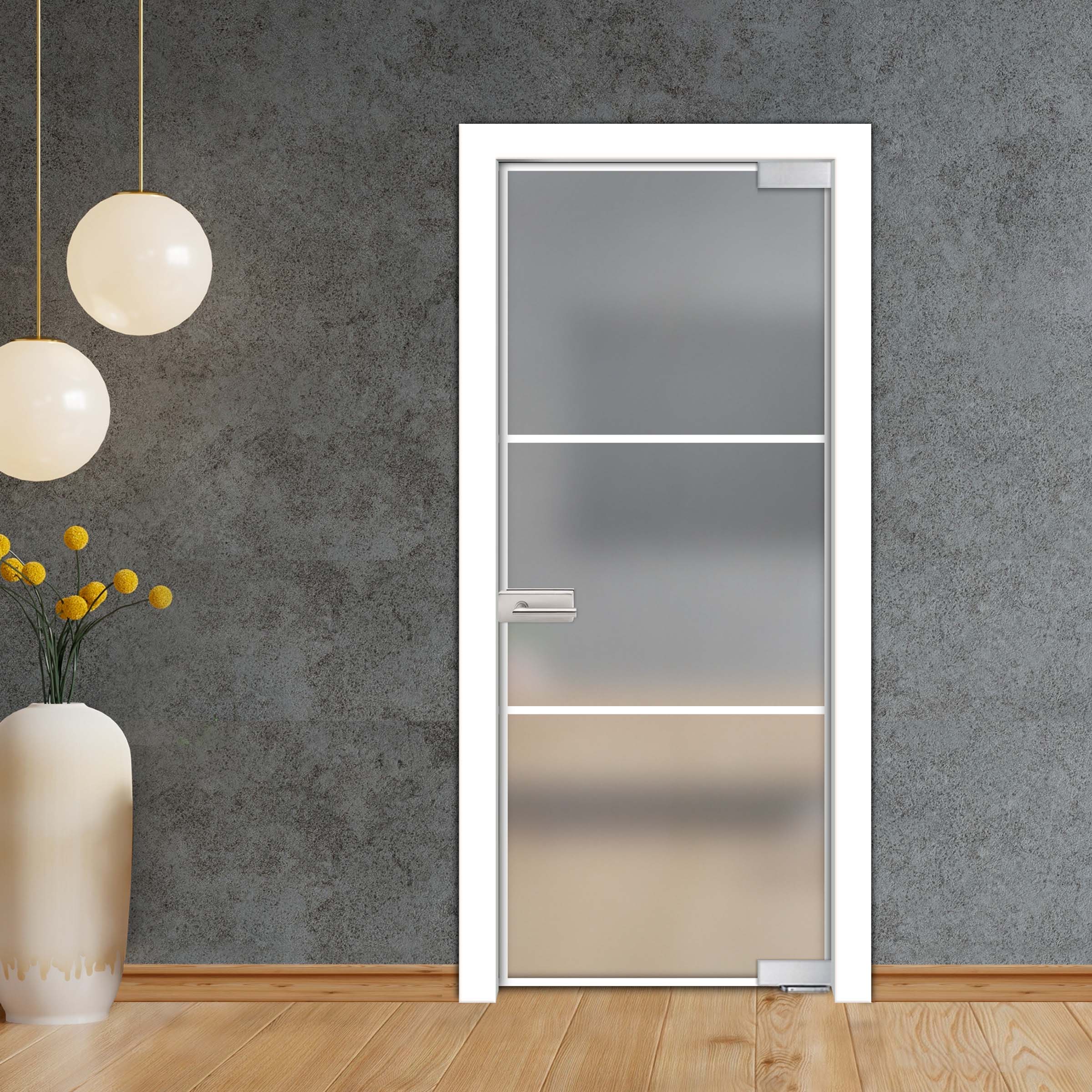 Frameless Industrial Pivot Glass Door (Black Hardware Complete Kit) PGLF-4144