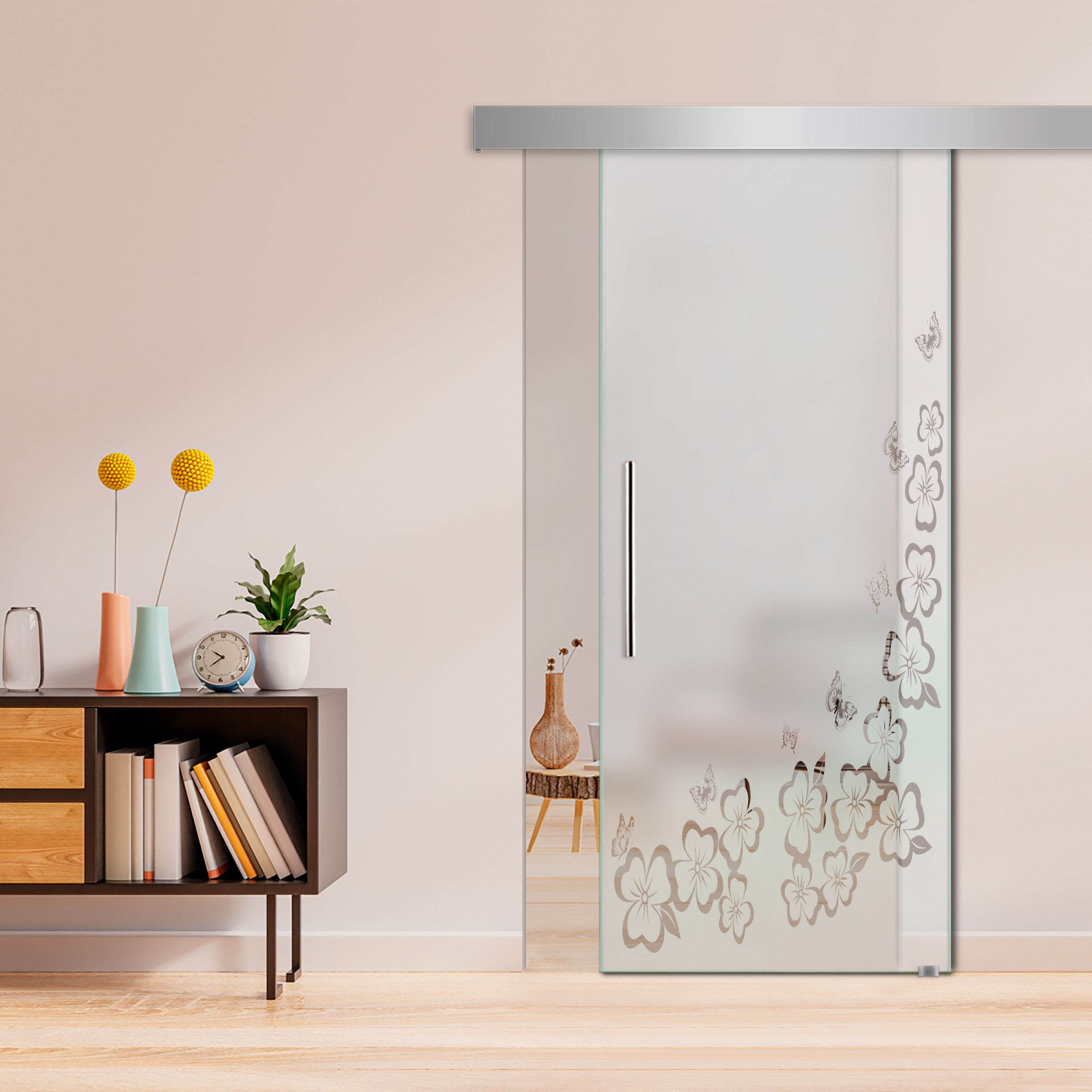 Sliding Glass Barn Door ALU100 (Semi Private) T Handle