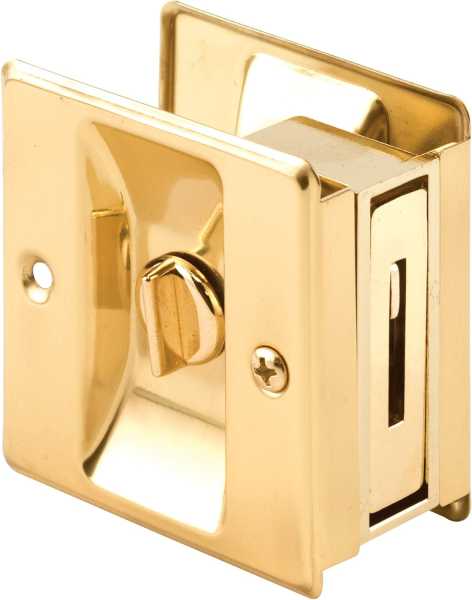 Polished Gold Wooden Pocket Door Lock