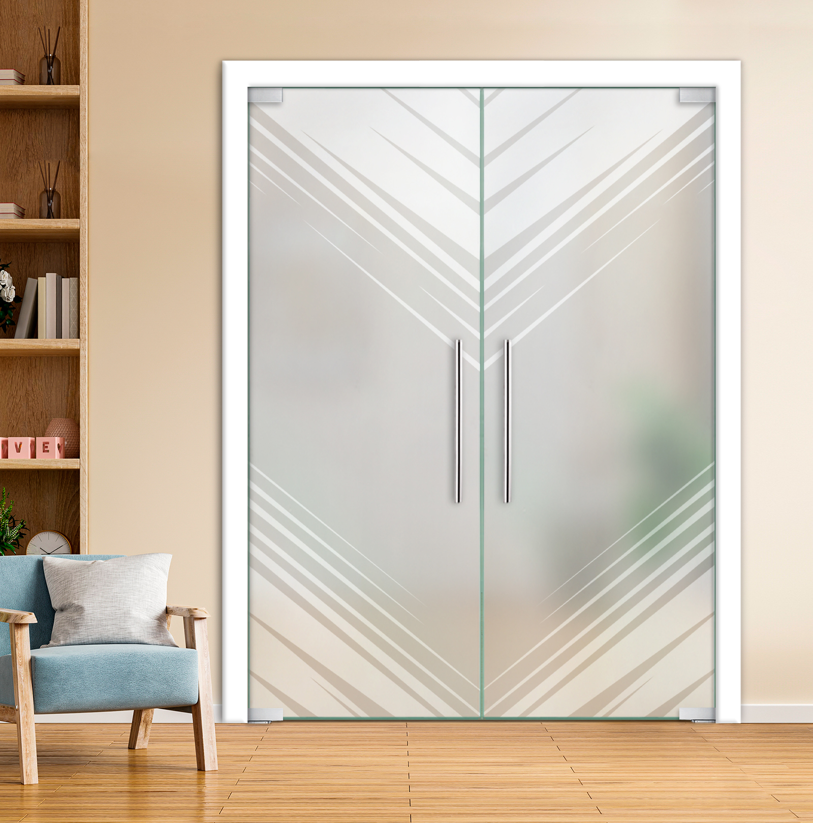Double Pivot Glass Door With Self Closing Pivot Hinges (Full-Private / T-Handle)