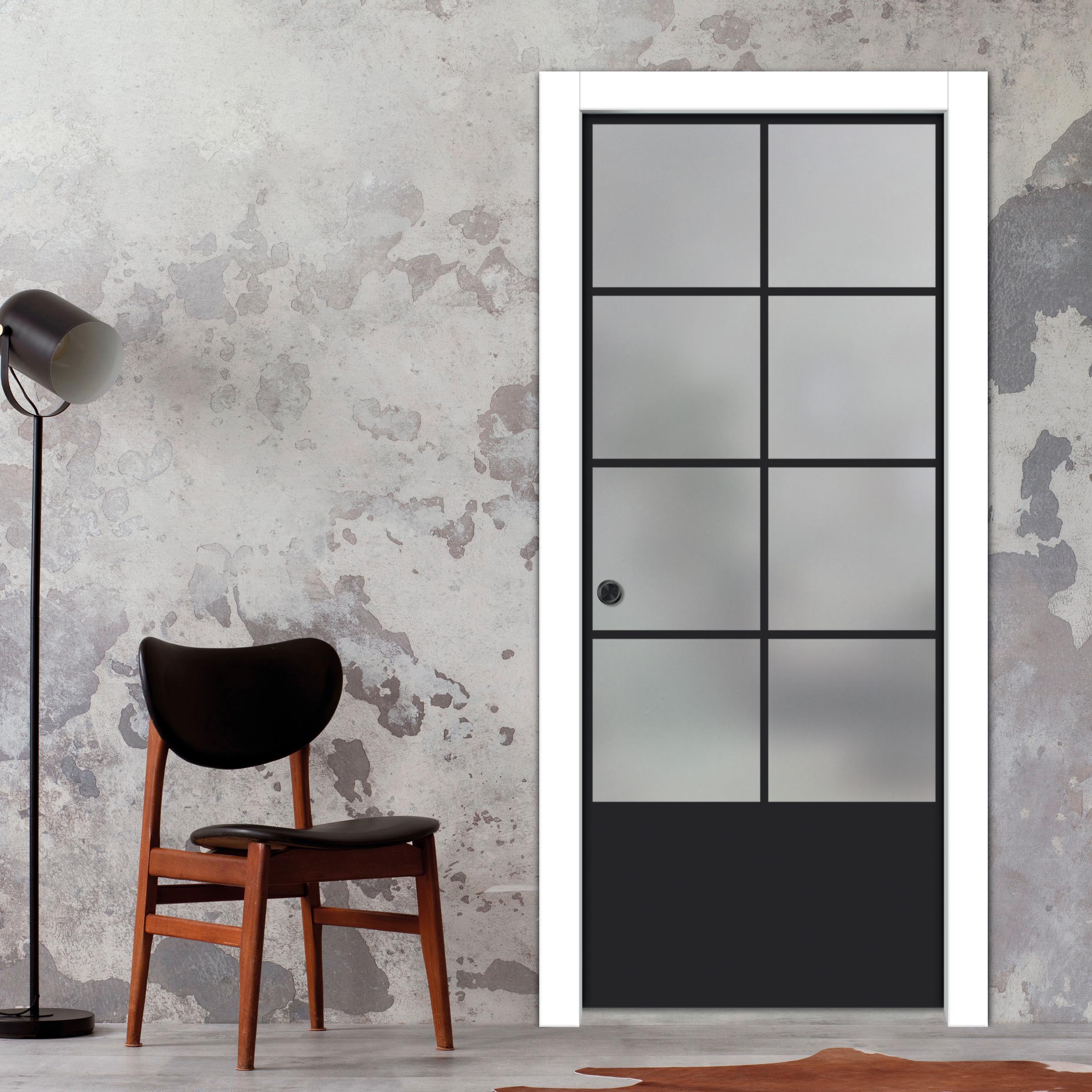 Frameless Glass Sliding Pocket Door Industrial Style PSGDIS-4255