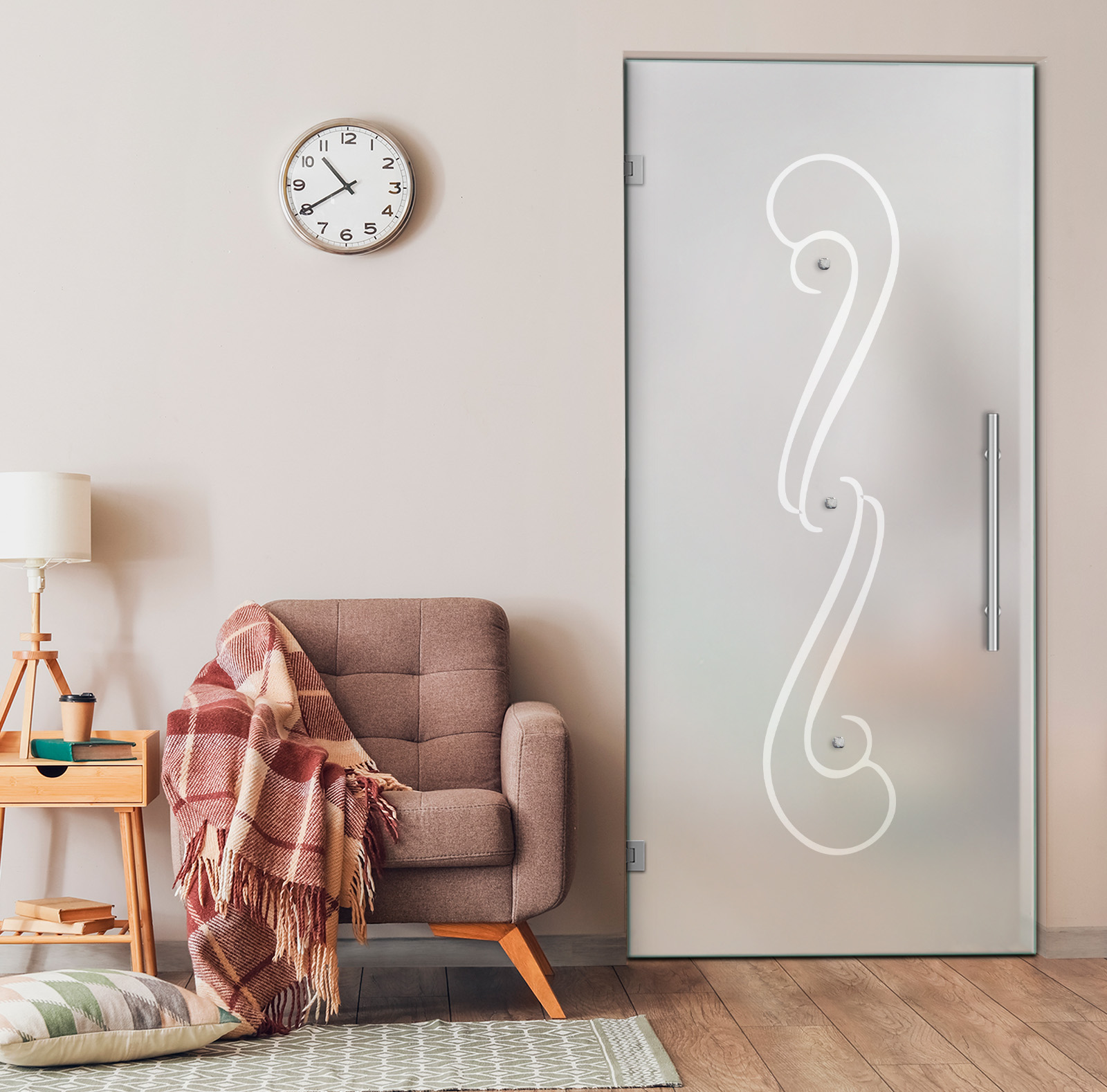 Swing Glass Door with Faceted Stone (Full-Private)