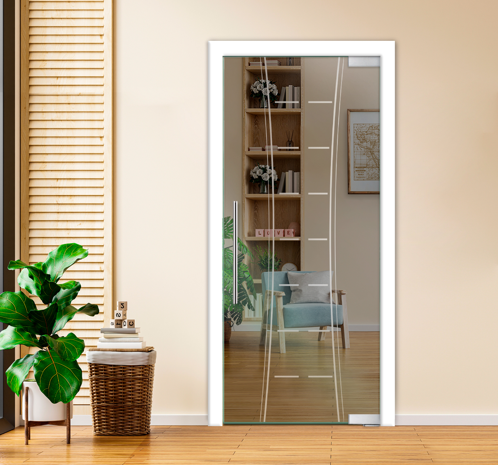 Pivot Glass Door (Model PD-0003 Non-Private) with Handle Bar