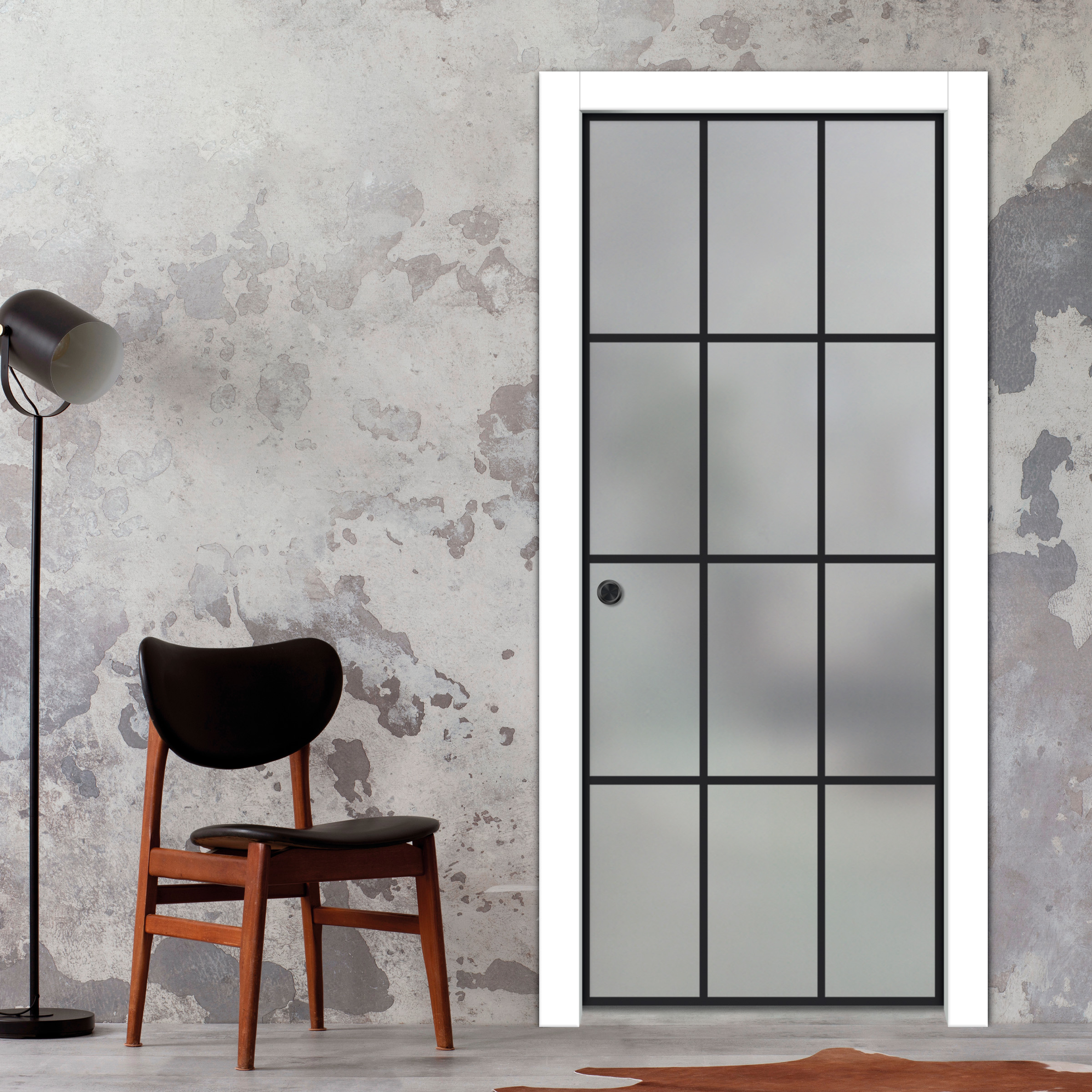 Frameless Glass Sliding Pocket Door Industrial Style PSGDIS-5388