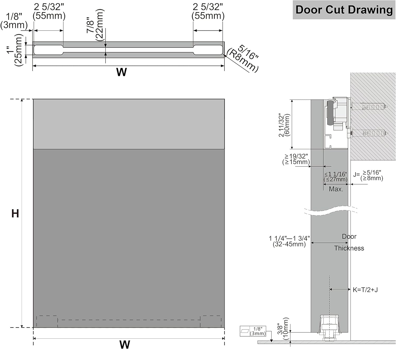 Hidden hardware Kit for Wooden Door (Without Button Rail)