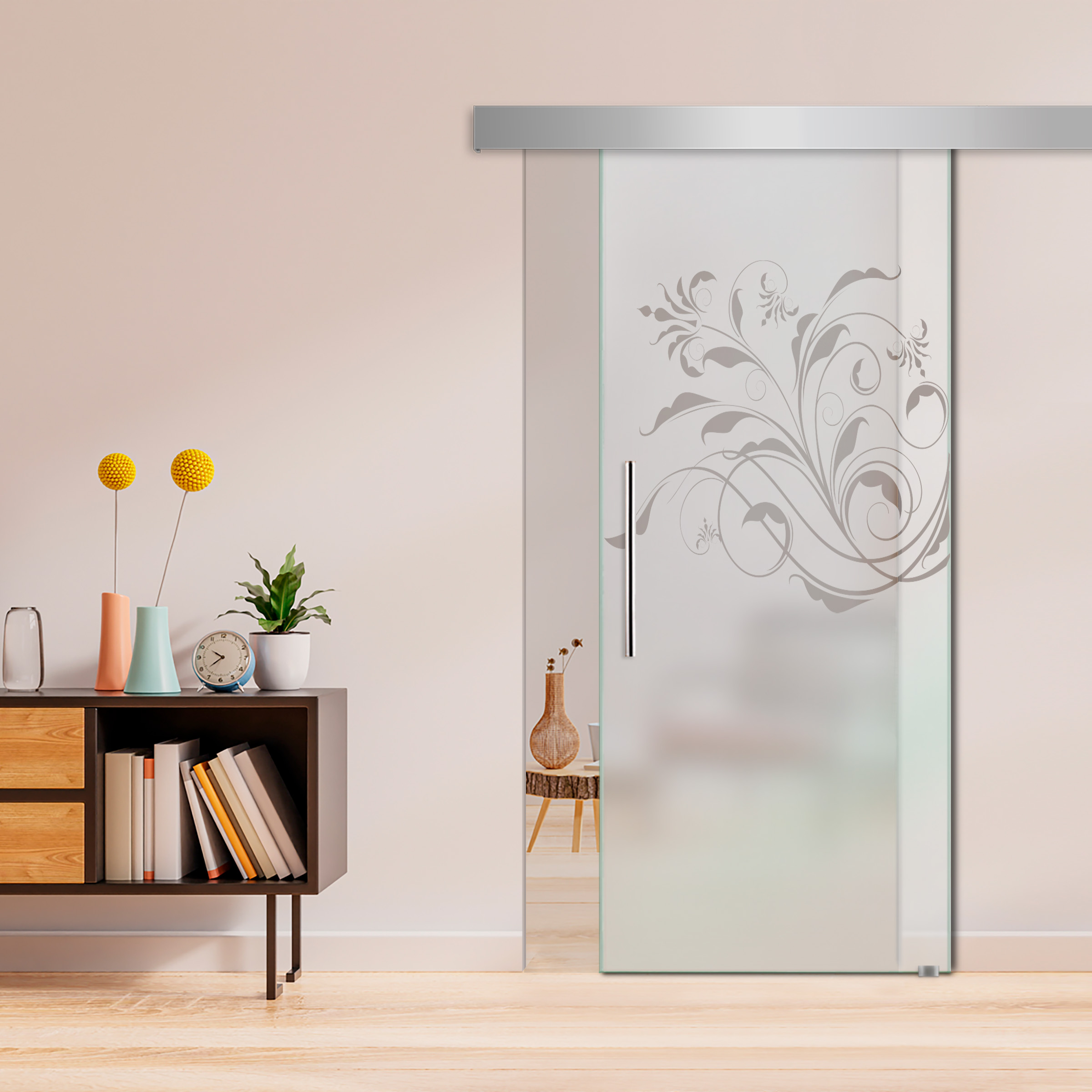 Sliding Glass Barn Door  ALU100 T Handle (Semi Private)