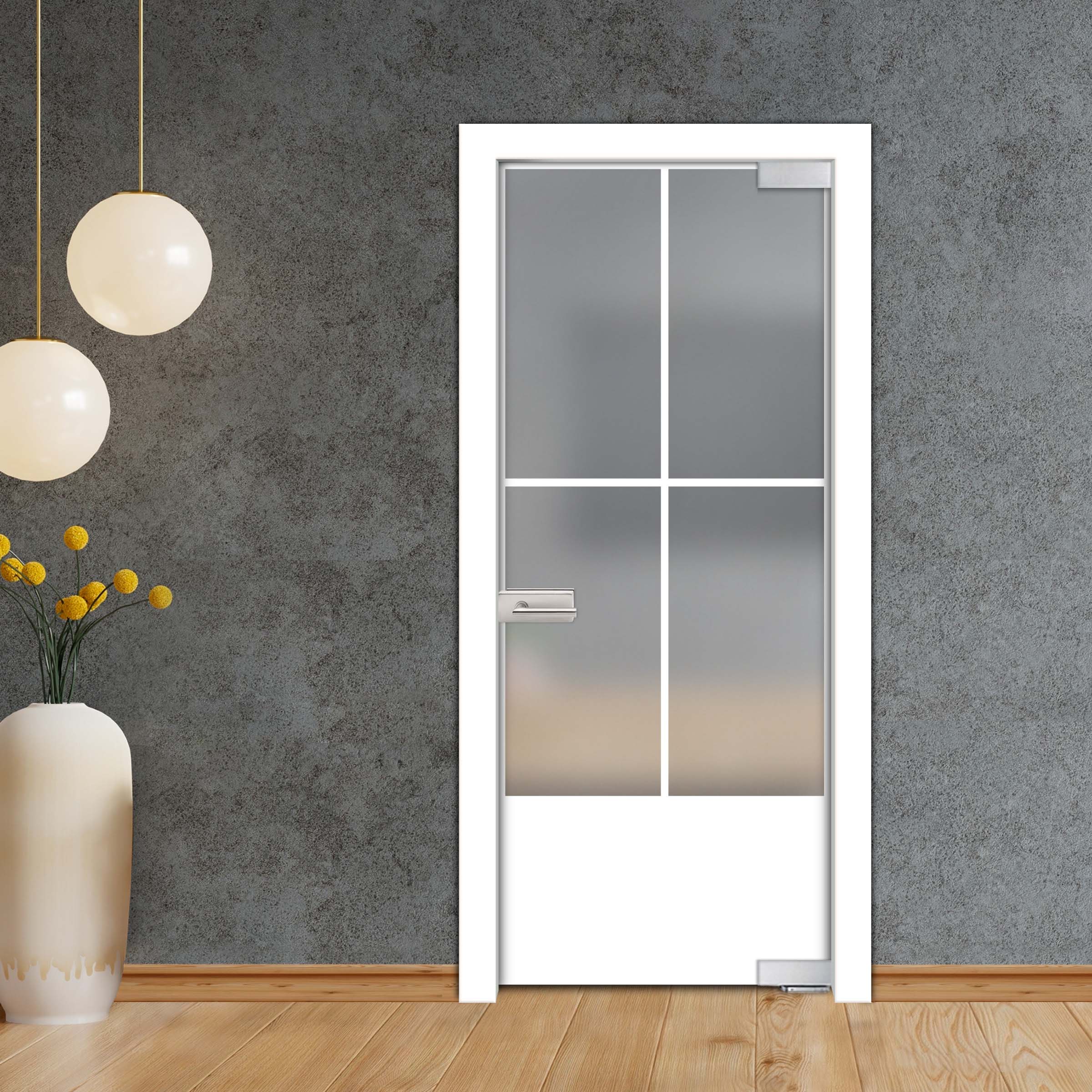 Frameless Industrial Pivot Glass Door (Black Hardware Complete Kit) PGLF-4124