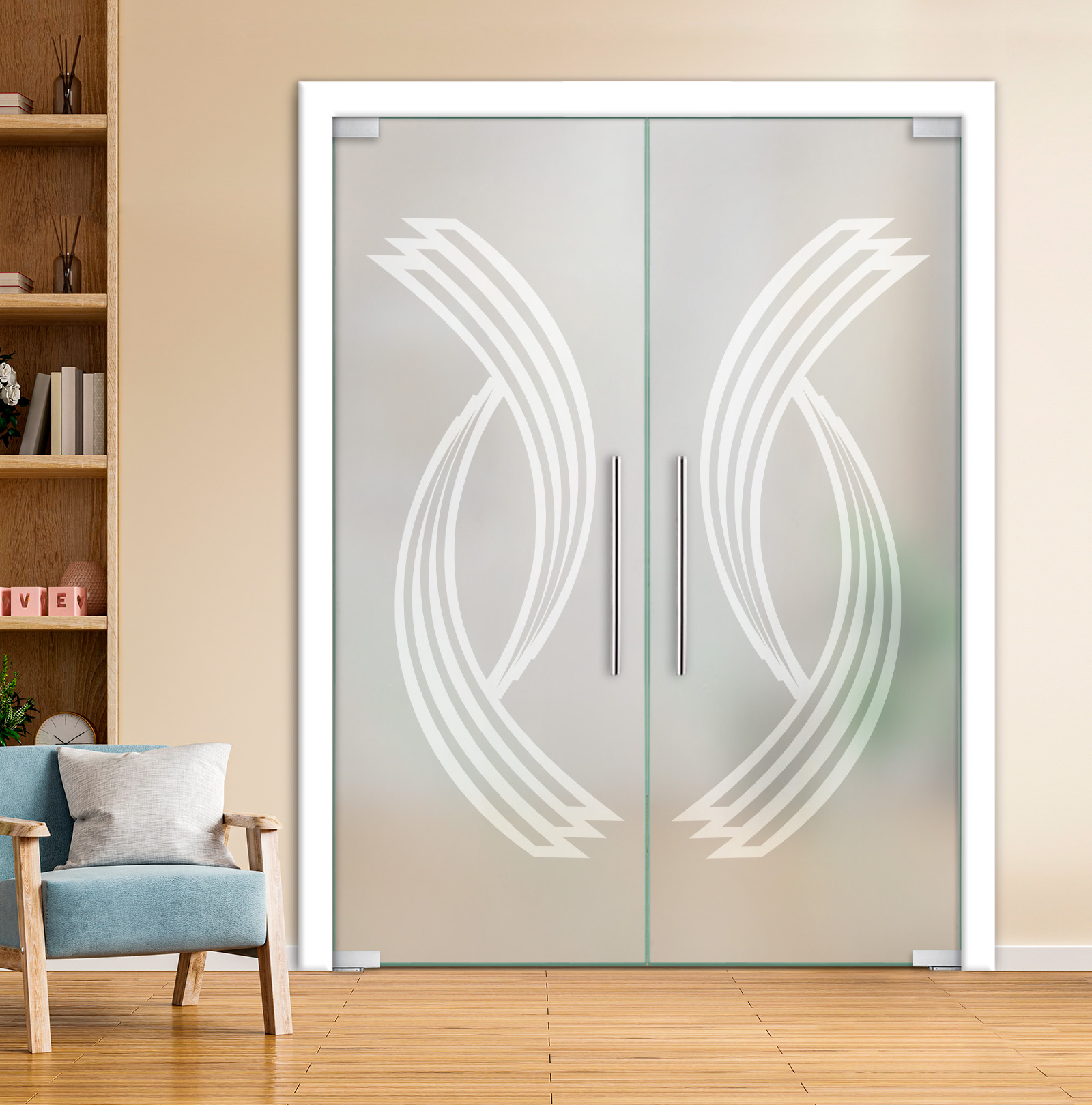 Double Pivot Glass Door With Self Closing Pivot Hinges (Full- Private / T Handle)