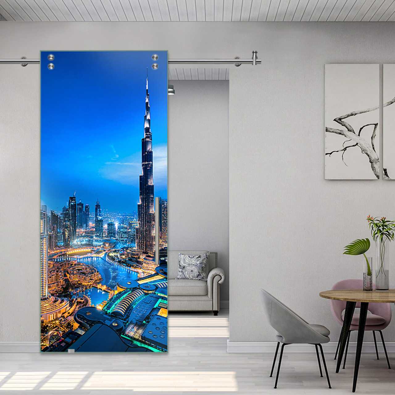 Digital Printing Sliding Barn Glass Door (Dubai)  V2000  DPSGD-5519